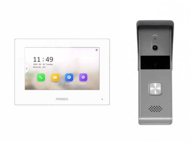 Домофон гибридный HiWatch DS-D100HKWF (вызывная панель и монитор 7") - фото 11838