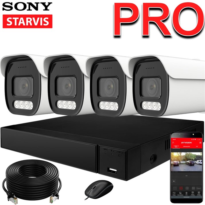 Продвинутый комплект IP-камер SONY 5 Мегапикселей ZoomPRO-серии с записью звука «Парковка PRO-4 IP 3K» - фото 12739