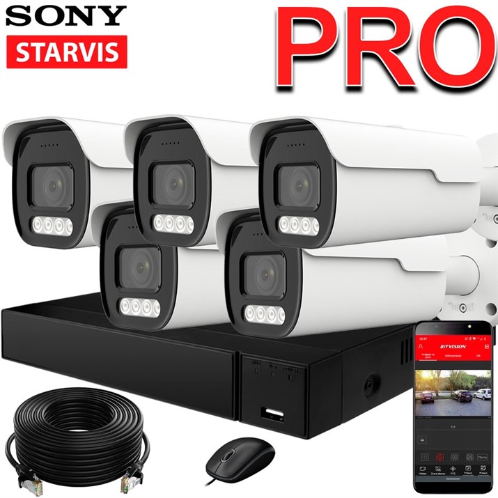 Продвинутый комплект IP-камер SONY 5 Мегапикселей ZoomPRO-серии с записью звука «Парковка PRO-5 IP 3K» - фото 12740