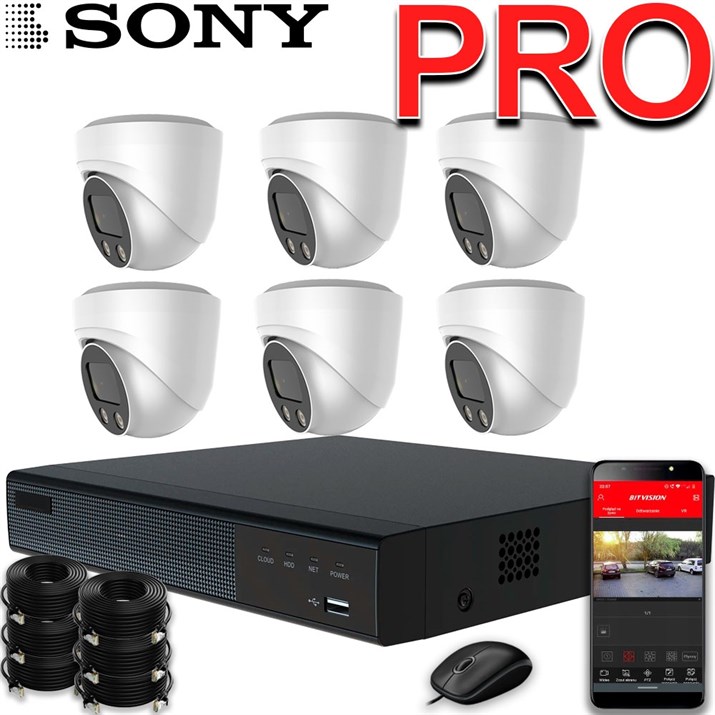 Продвинутый комплект IP-камер SONY 5 Мегапикселей ZoomPRO-серии с записью звука «Купол PRO-6 IP 3K» - фото 12910