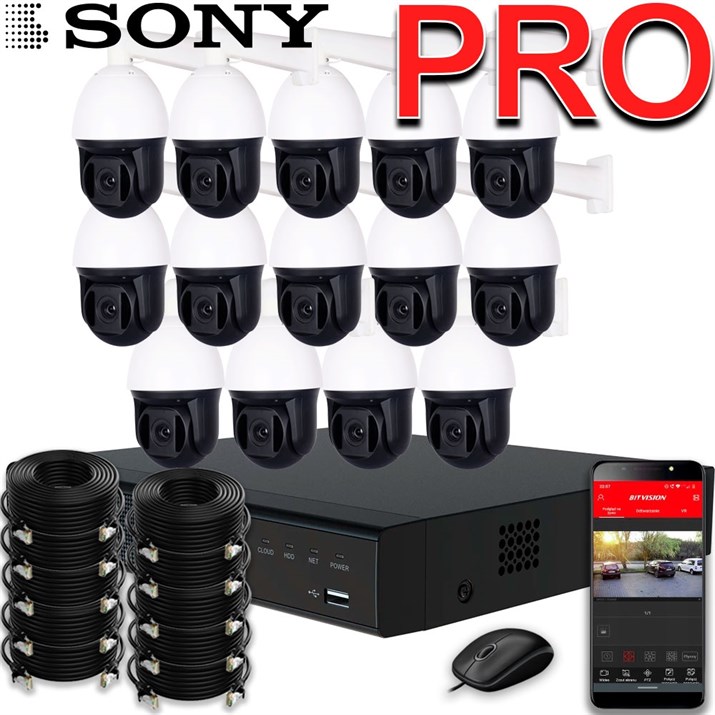 Премиум-комплект на 14 поворотных IP-камер SONY 5 МП и 18-кратным оптическим зумом - фото 13056