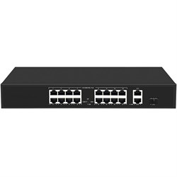 18-портовый РоЕ коммутатор: 16 портов PoE 10/100 Мбит/с (до 300 Вт) + 2 порта UpLink 100/1000 Мбит/с + 1 порт SFP 100/1000 Мбит/с