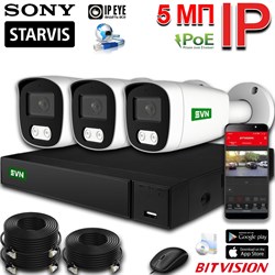 Комплект IP-камер SONY 5 Мп с записью звука (3 камеры, макс.9 камер) «Парковка 3» - фото 11315