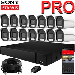 Продвинутый комплект IP-камер SONY 5 Мегапикселей ZoomPRO-серии с записью звука «Парковка PRO-14 IP 3K»