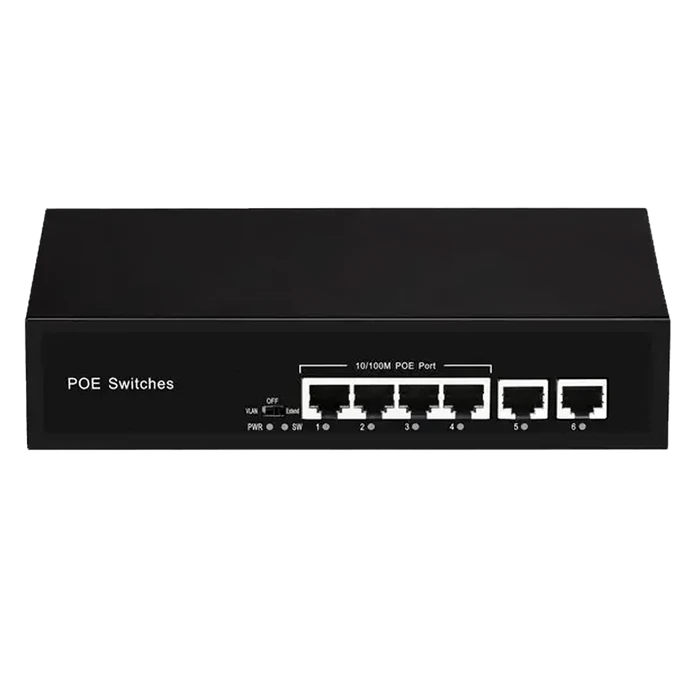 6-портовый POE коммутатор (4 порта POE + 2 порта UpLink) InControl POE-412